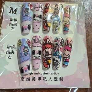 Press On Nails Cartoon Kawaii‎ Anime Cute False Nail Art Manicure Tips Medium